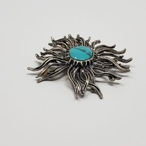 Silvertone Copper Sunburst Pendant